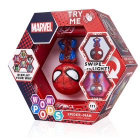 WOW! PODS - Colección Marvel - Spiderman - Figura Coleccionable con luz y Sensor de Movimiento (Deqube 918MVL101604)